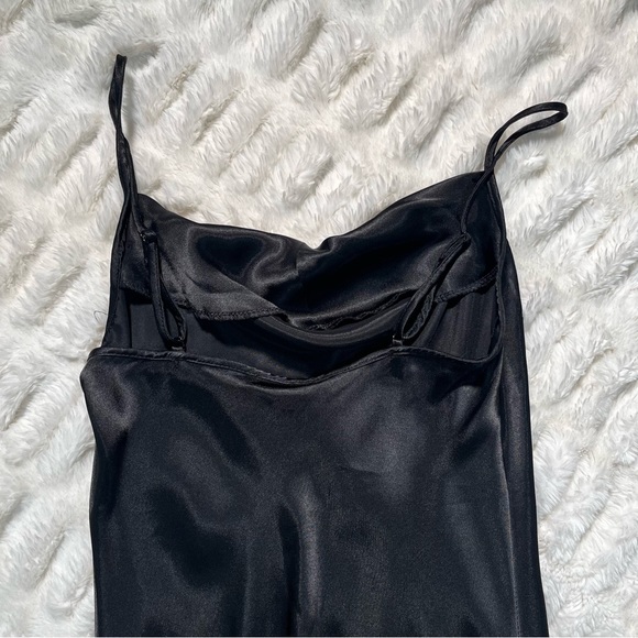 LAST CHANCE: Bebe Black Satin Bias Slip Dress - Picture 6 of 10